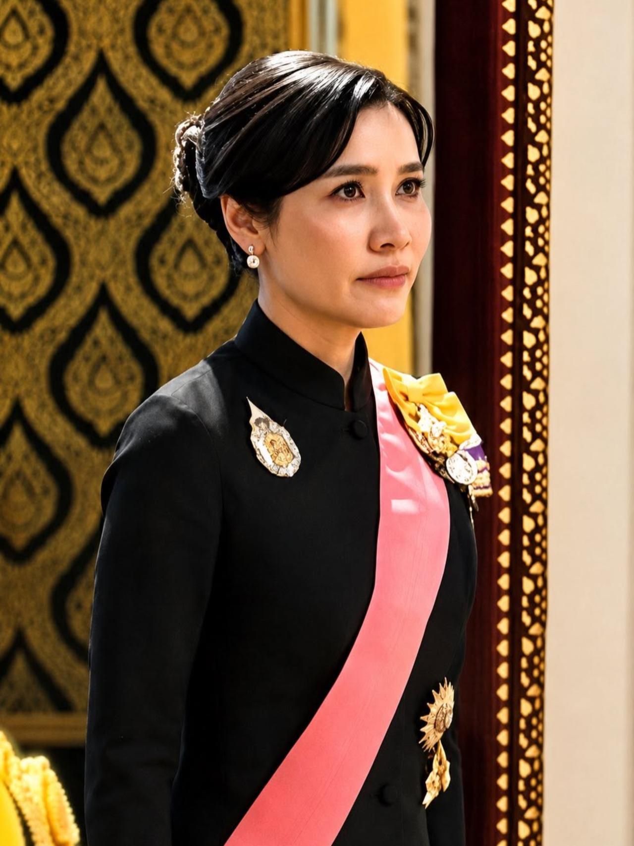 诗妮娜参加帕公主葬礼，面色凝重快哭了泰王召回诗妮娜贵妃，出席帕公主葬礼。诗妮娜