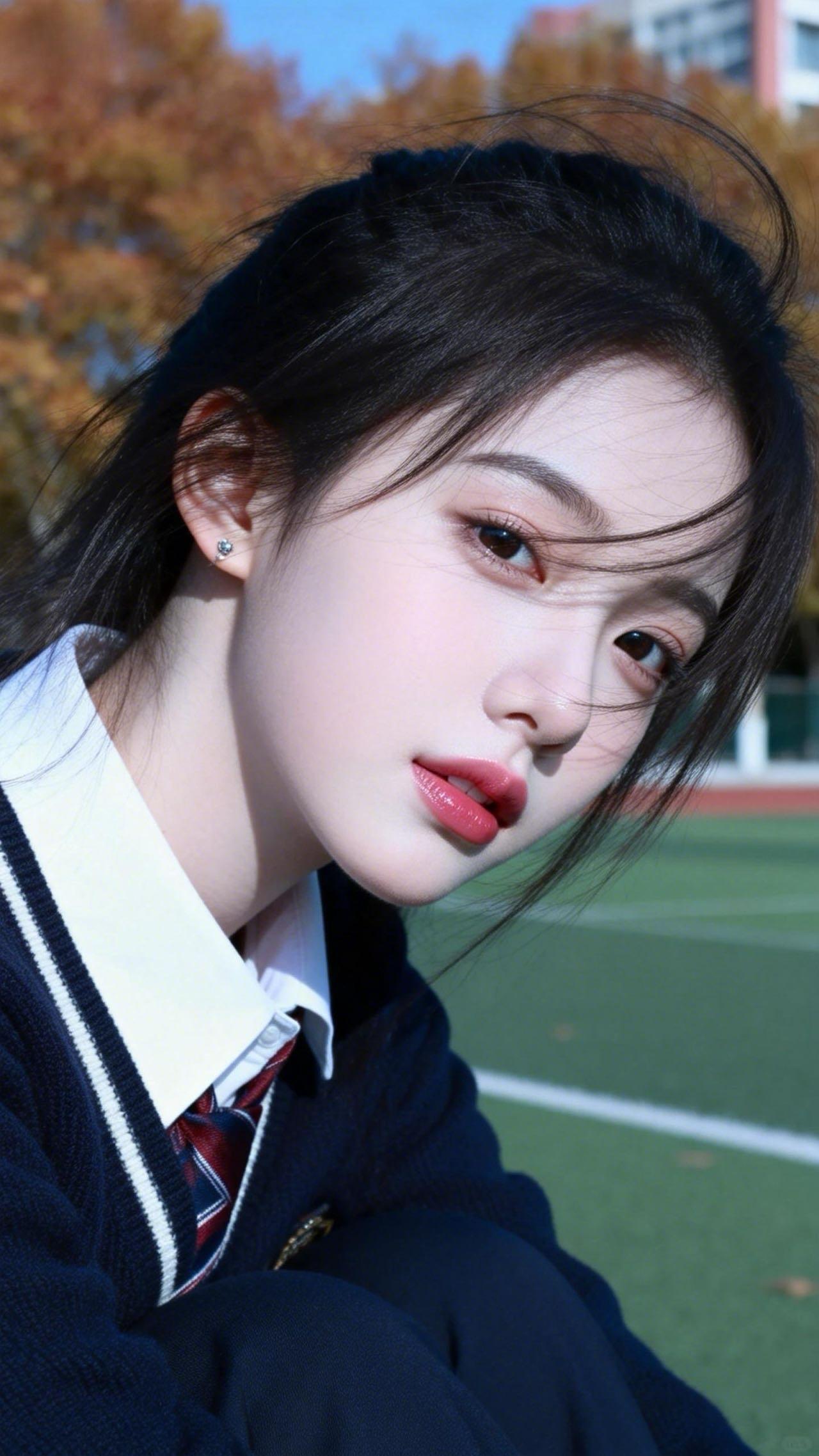 秋日暖阳下的少女，温柔如水，岁月静好。温柔美少女秋日少女照温柔少女阳光少