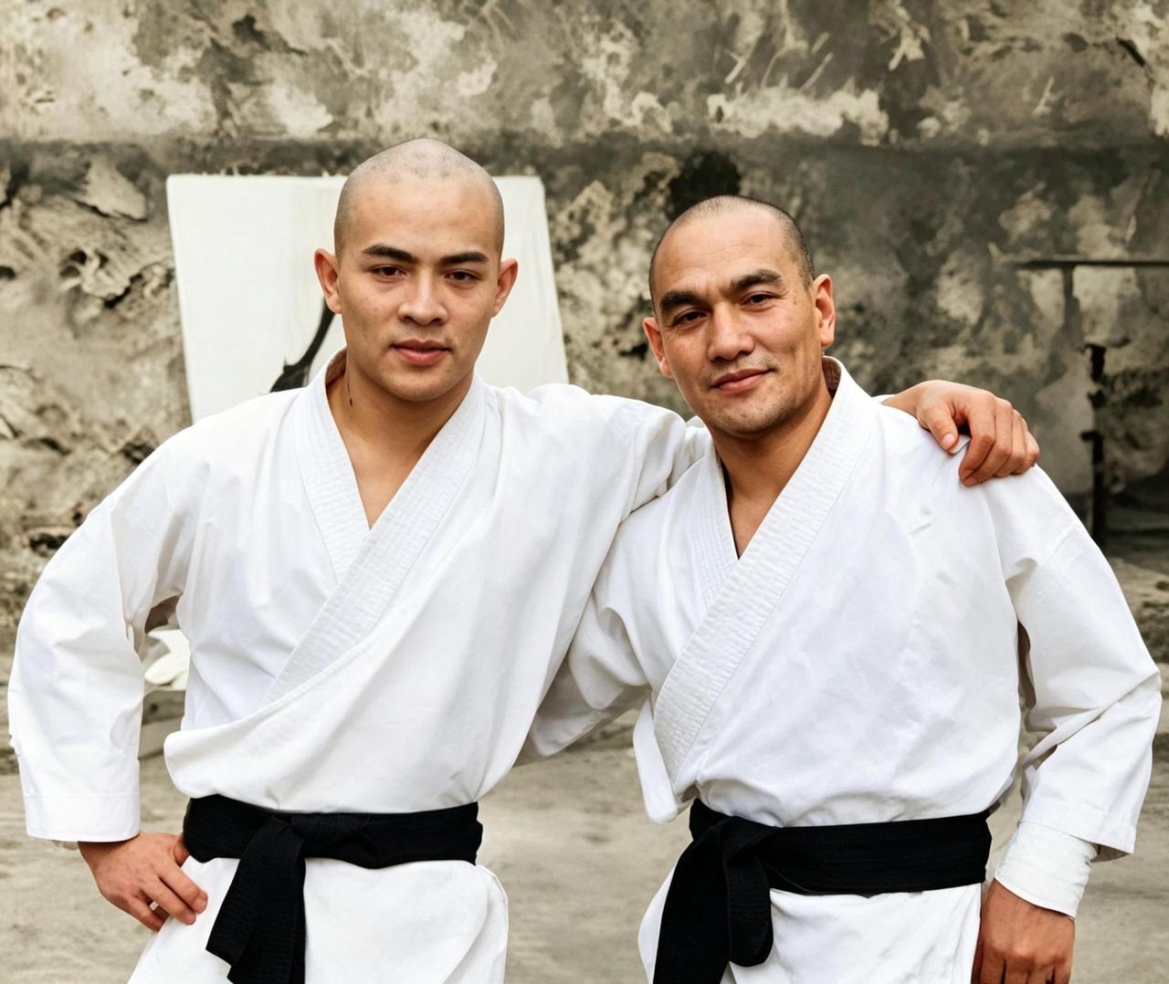 这是李连杰与孟耿成。孟耿成曾饰演过老水浒中时迁一角。两人当年都曾进入全国武术集训