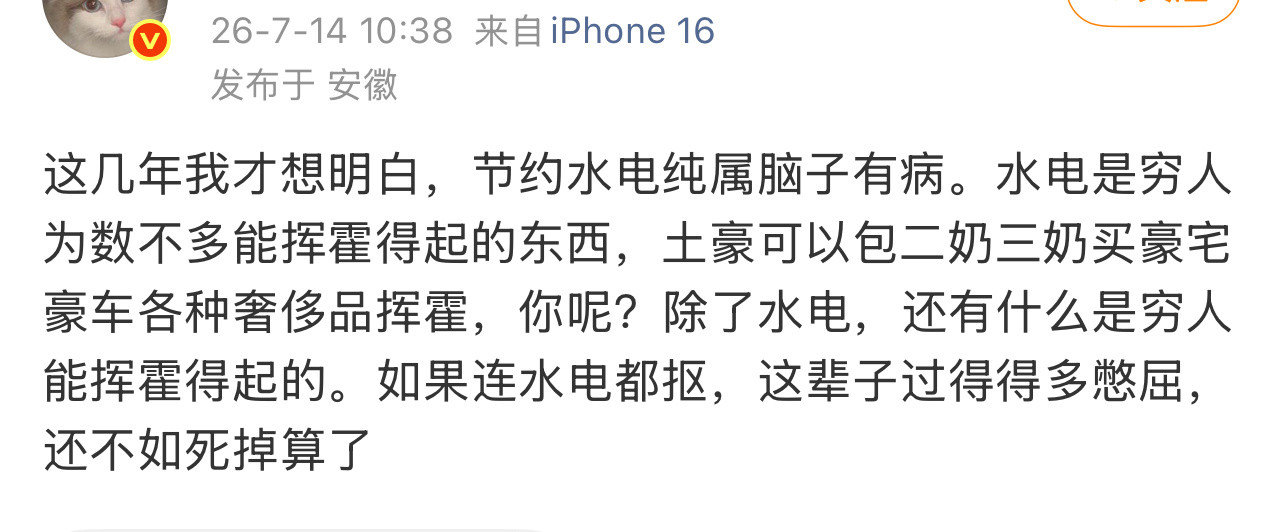 大多数打工人根本不敢挥霍用电，因为太贵了，就我这个ip说，很多打工人租的房子电费