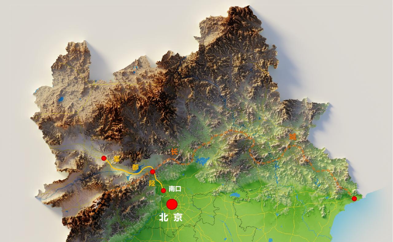 第一次直观感受到长城的位置，长城在北京的重要性一览无余