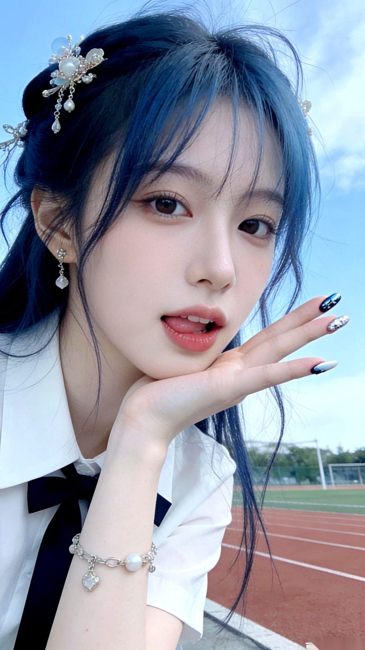 景区检票口，我眼瞅着一个扎着高马尾、白得发光的小姑娘，半个身子都快挂在一个略微发