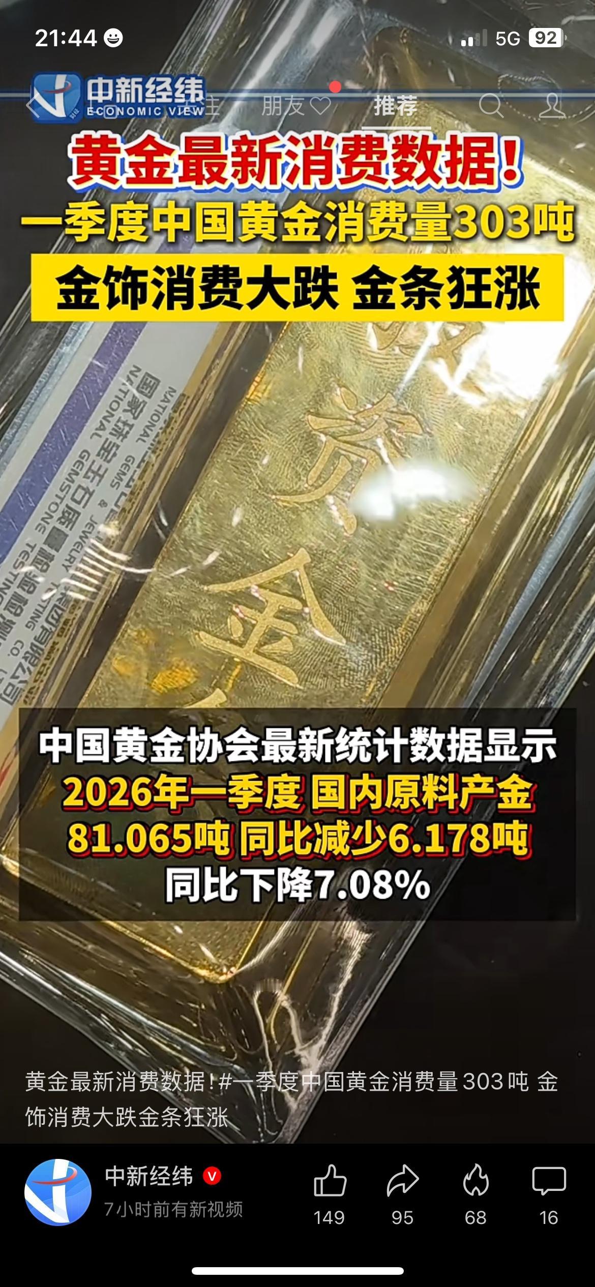 一季度黄金消费数据出炉，明显出现两极分化。黄金首饰消费平淡，但是金条、投资金币
