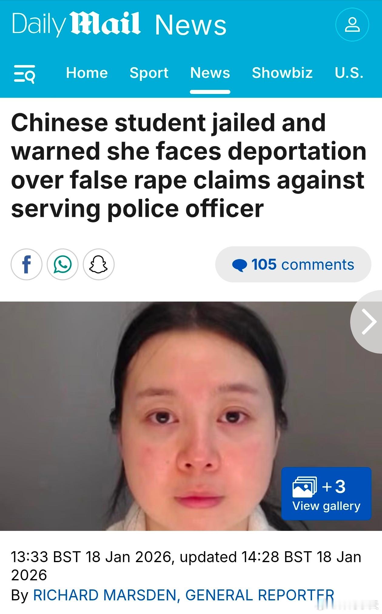 中国女留学生在英国诬告强奸被判六年2024年11月，29岁中国女留学生HaoL