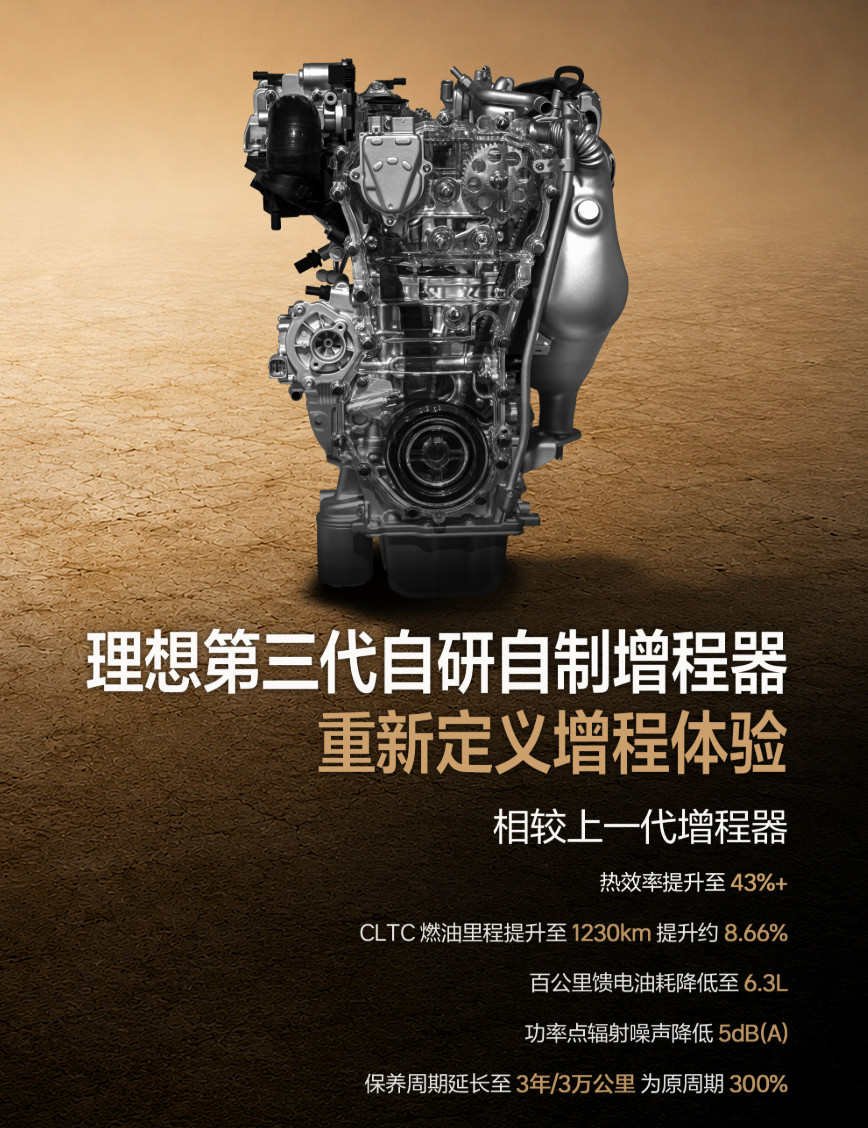 有一个细节可以说一下，增程器热效率，小米是42%，理想的第三代是43%。如果