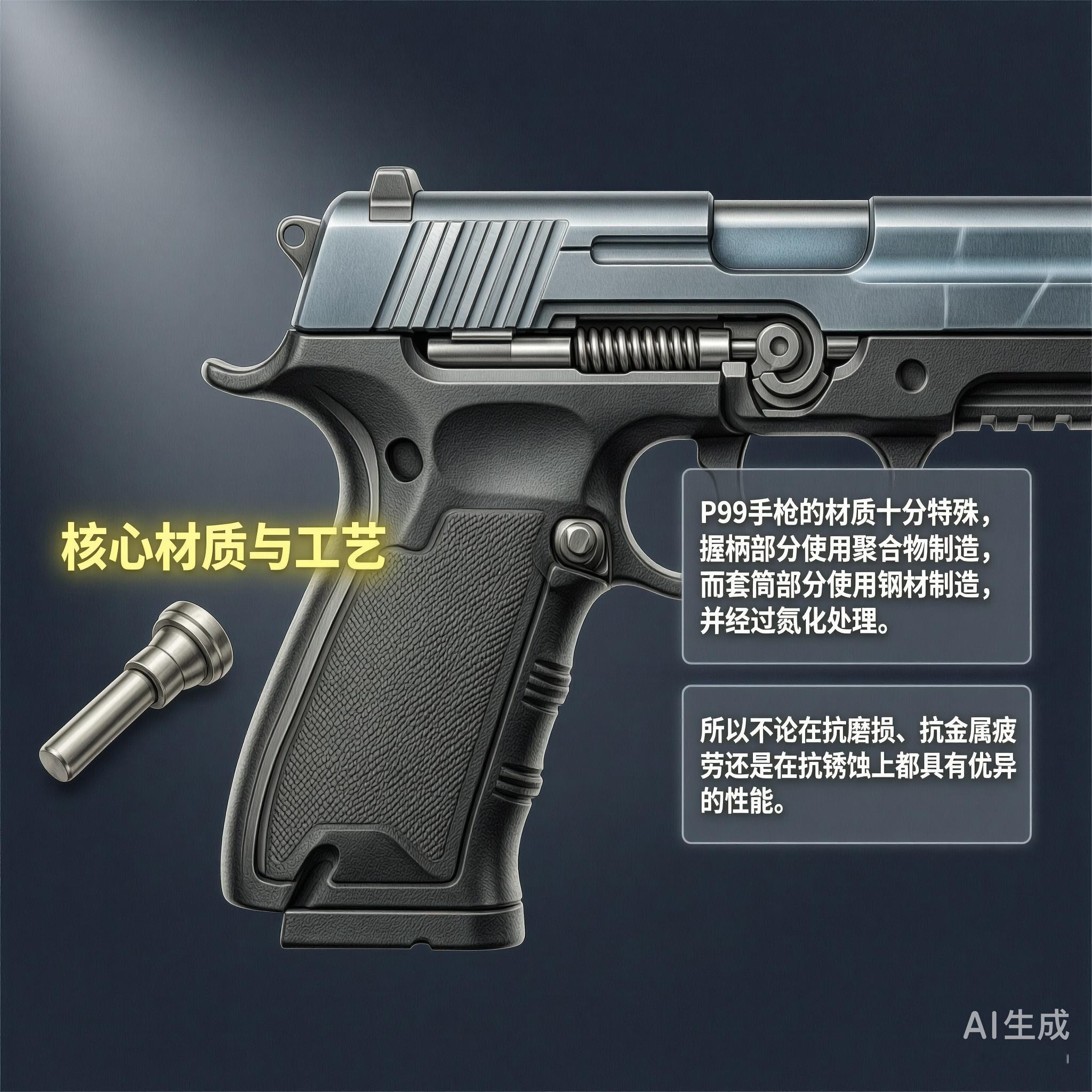 军事ai新视野德国瓦尔特P99手枪瓦尔特P99手枪是由德国瓦尔特公司制造的半自