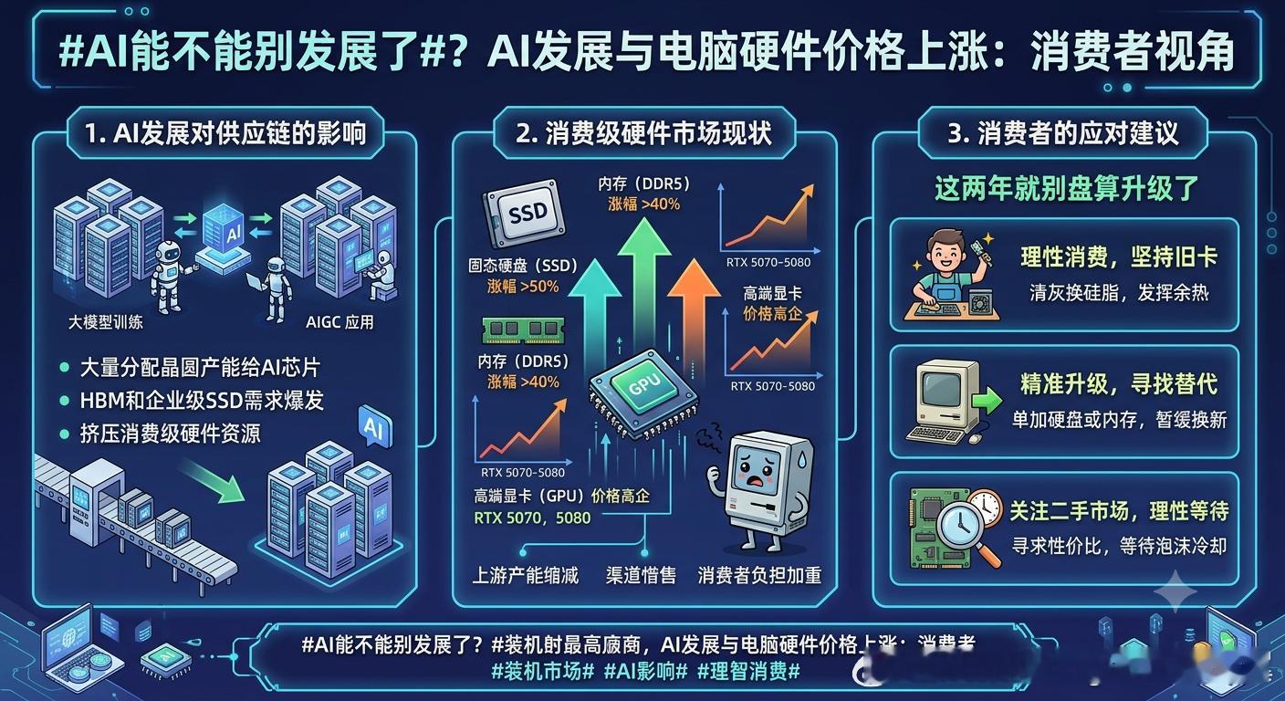 AI能不能别发展了电脑硬件都涨上天了，这两年就别盘算升级了。