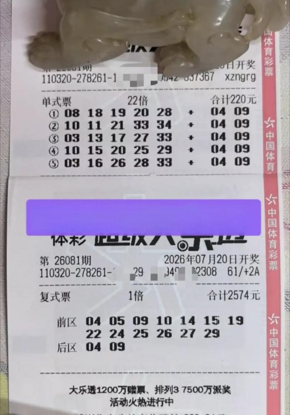 貔貅哥本期两张票据合计投入2794元，延续了99倍哥经典的双线布局打法，小额高倍