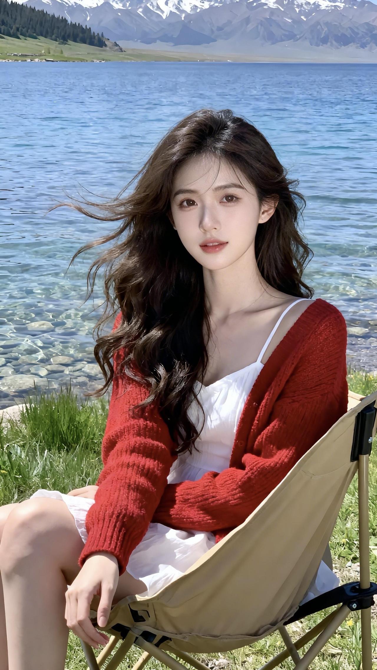 湖光浸着山尖雪，风缠发梢时，这一帧的香就落在了她肩头。