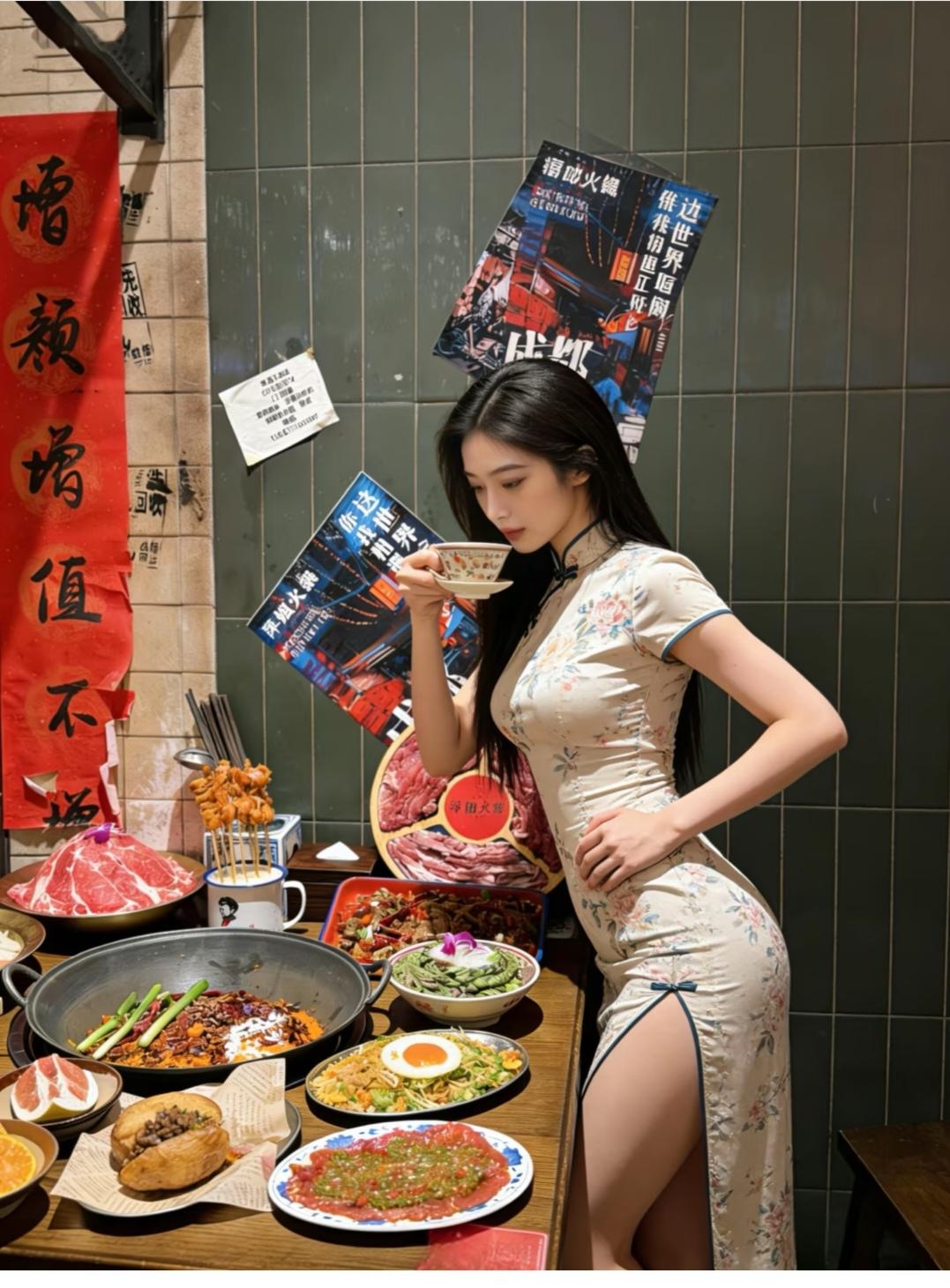 优雅的女人什么时候都有好的姿态。