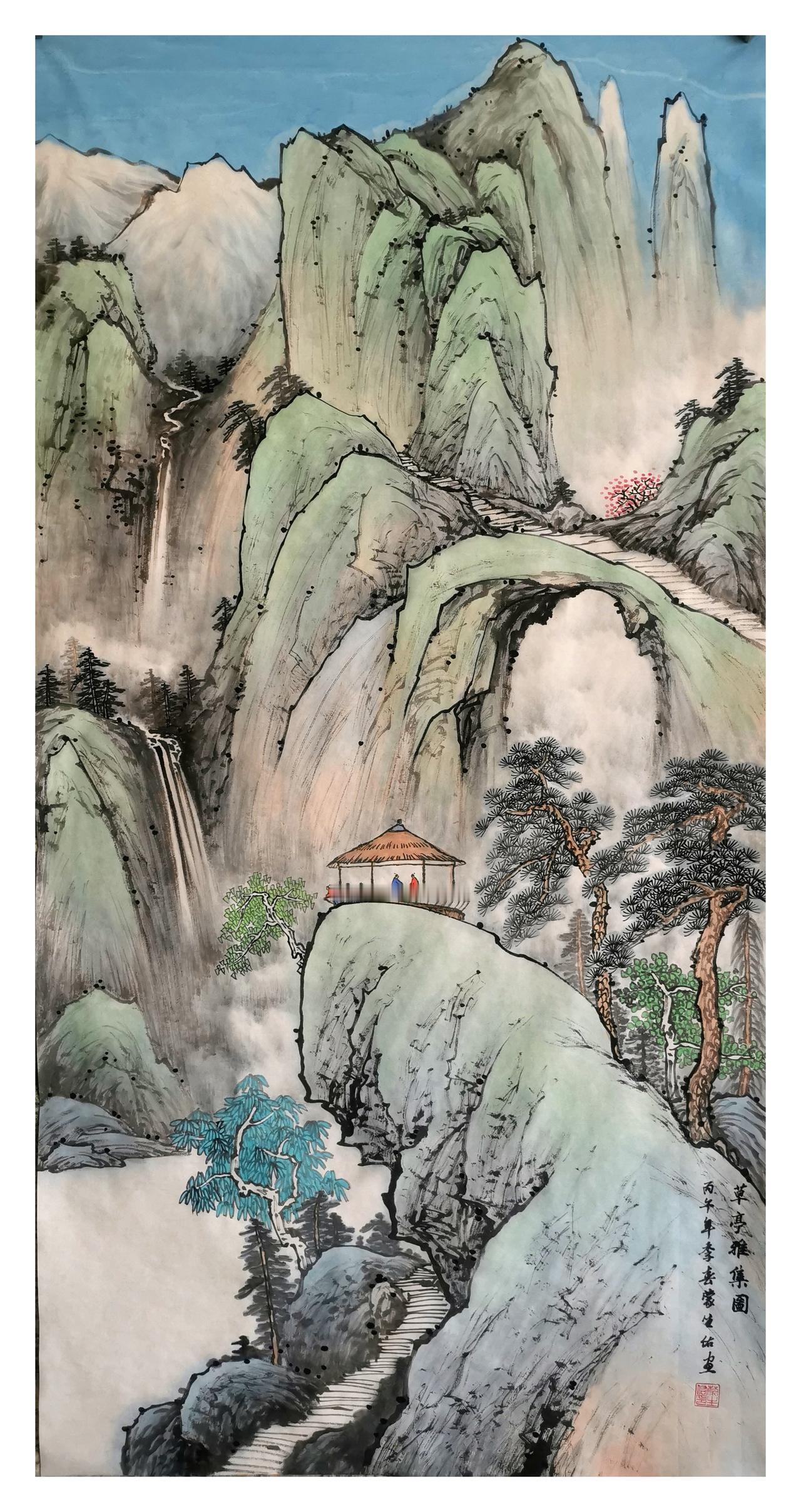 中国山水画原创作品：山水画四尺纸本生宣宁静的山水画山水画手绘真迹山水画美学