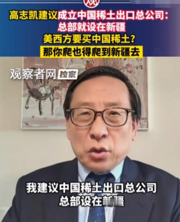 哈哈哈哈，高志凯教授真是神了，他给中国稀土出谋划策，想出了一个连外国人都觉得狡猾