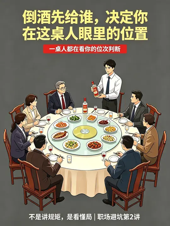 饭局倒酒先给谁，决定你在这桌人眼里的位置。职场避坑第二讲。 饭局倒酒...