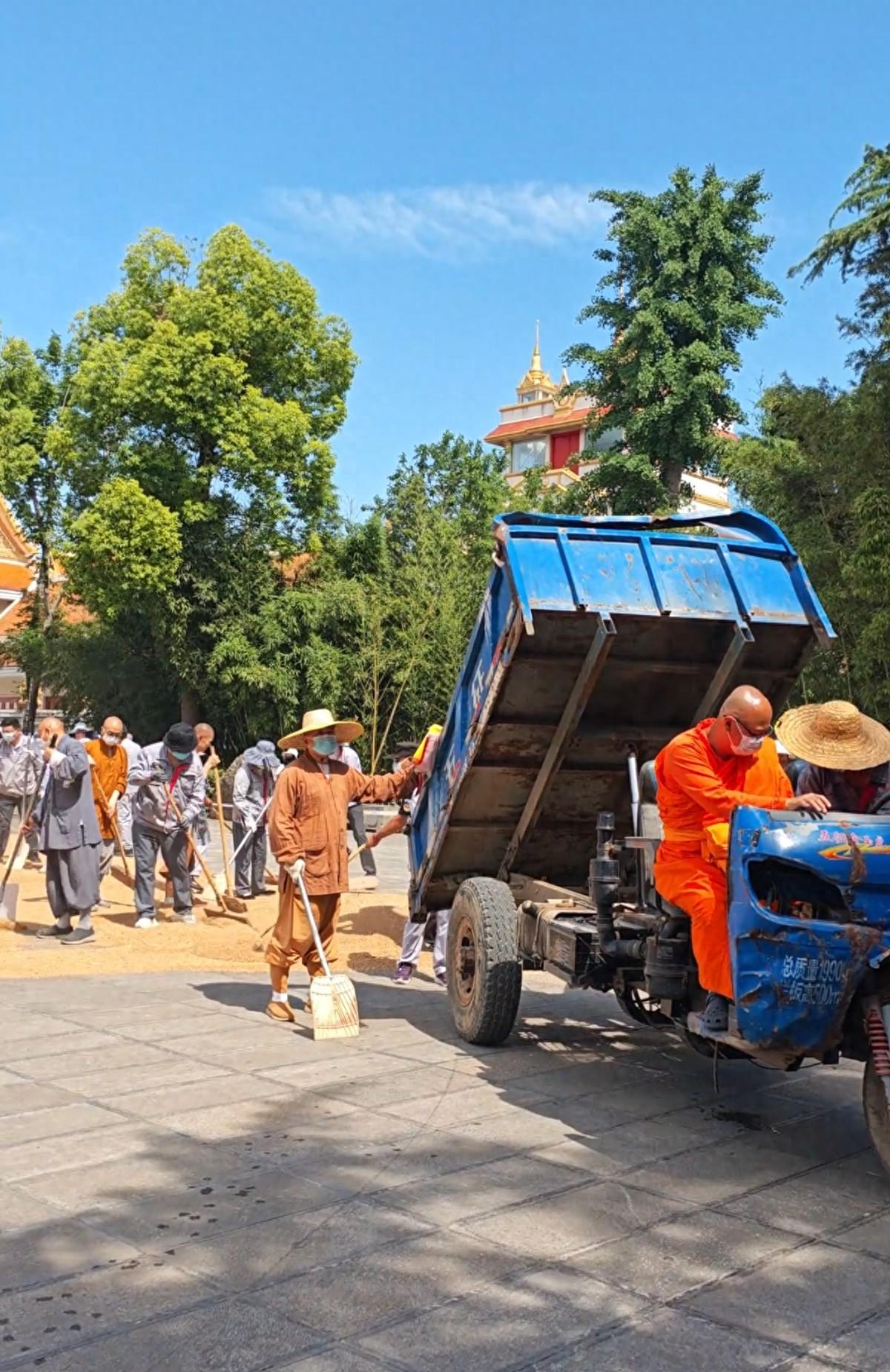 古刹麦香，禅心落地！白马寺僧人顶着33℃气温收麦子晾晒，游客称还有义工和泰国僧