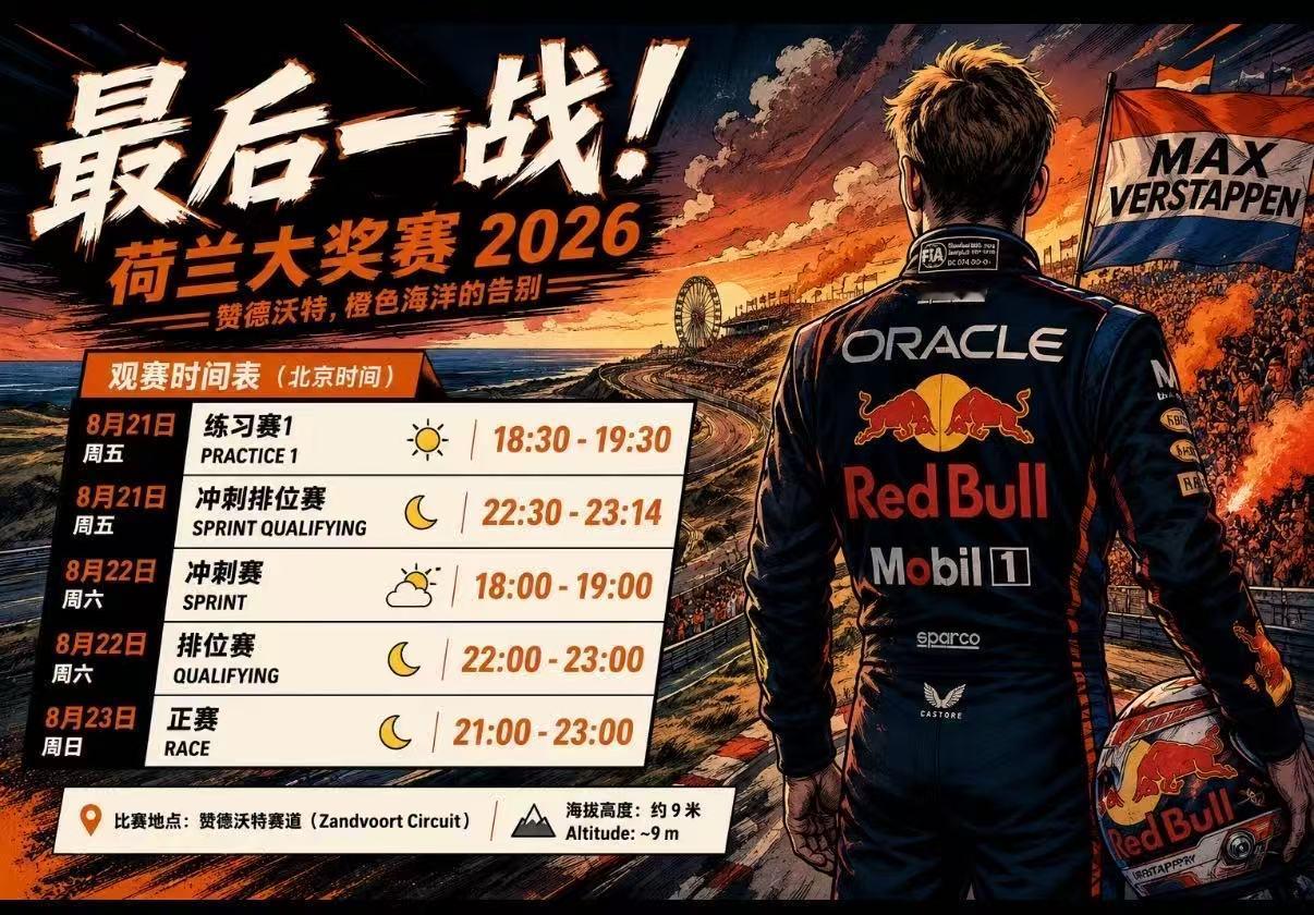 2026F1世界一级方程式锦标赛荷兰站即将开赛，这一站直接影响全年积分榜走势。