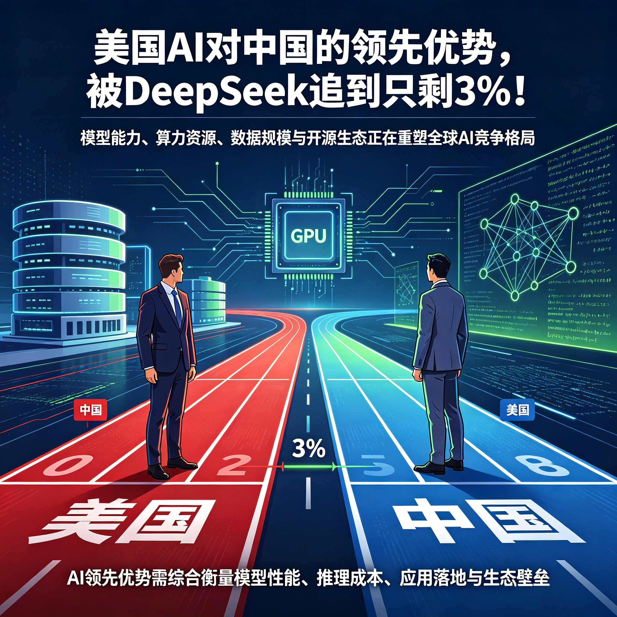 从15%到3%：DeepSeek把“美国AI遥遥领先”挤成个位数，硅谷的护城河开始漏水彭博行业研究最