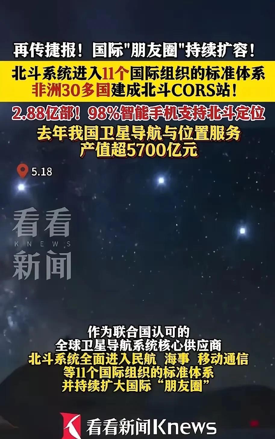 重磅消息！中国北斗获全球“通行证！”就在今天（5月18日），中国卫星导航系统迎来