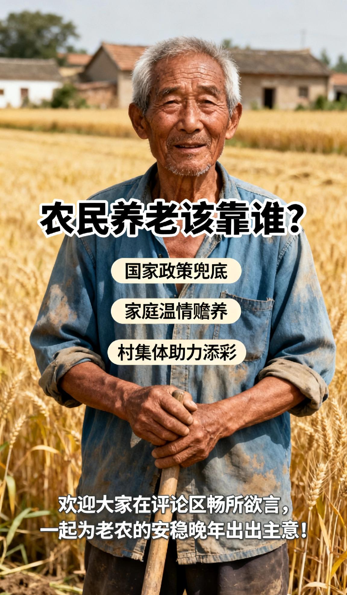 农民老了以后应该由谁来养老呢?面朝黄土背朝天的他们，撑起了千家万户的餐桌。