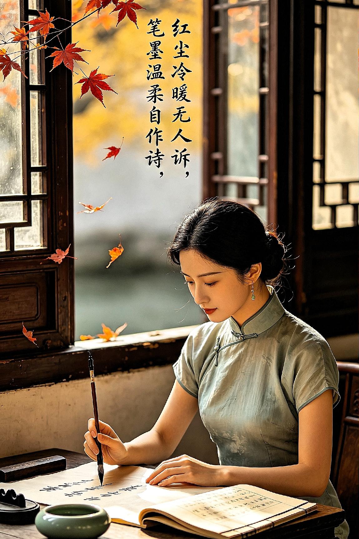 七言诗.《自遣抒怀》红尘冷暖无人诉，笔墨温柔自作诗。世路浮沉怀笃定，