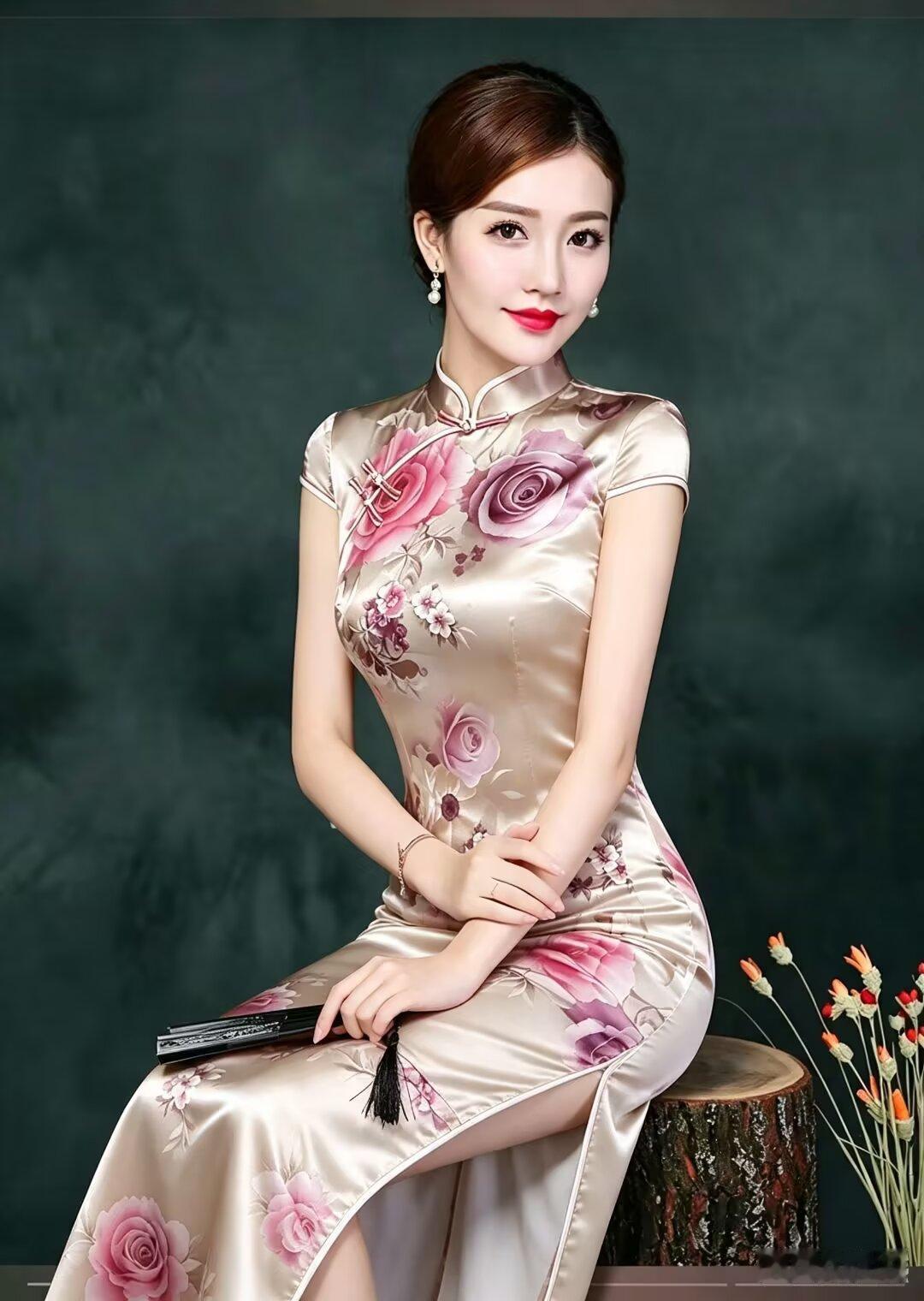 这组旗袍不论从哪个角度看都非常好看，具备东方女性的审美标准