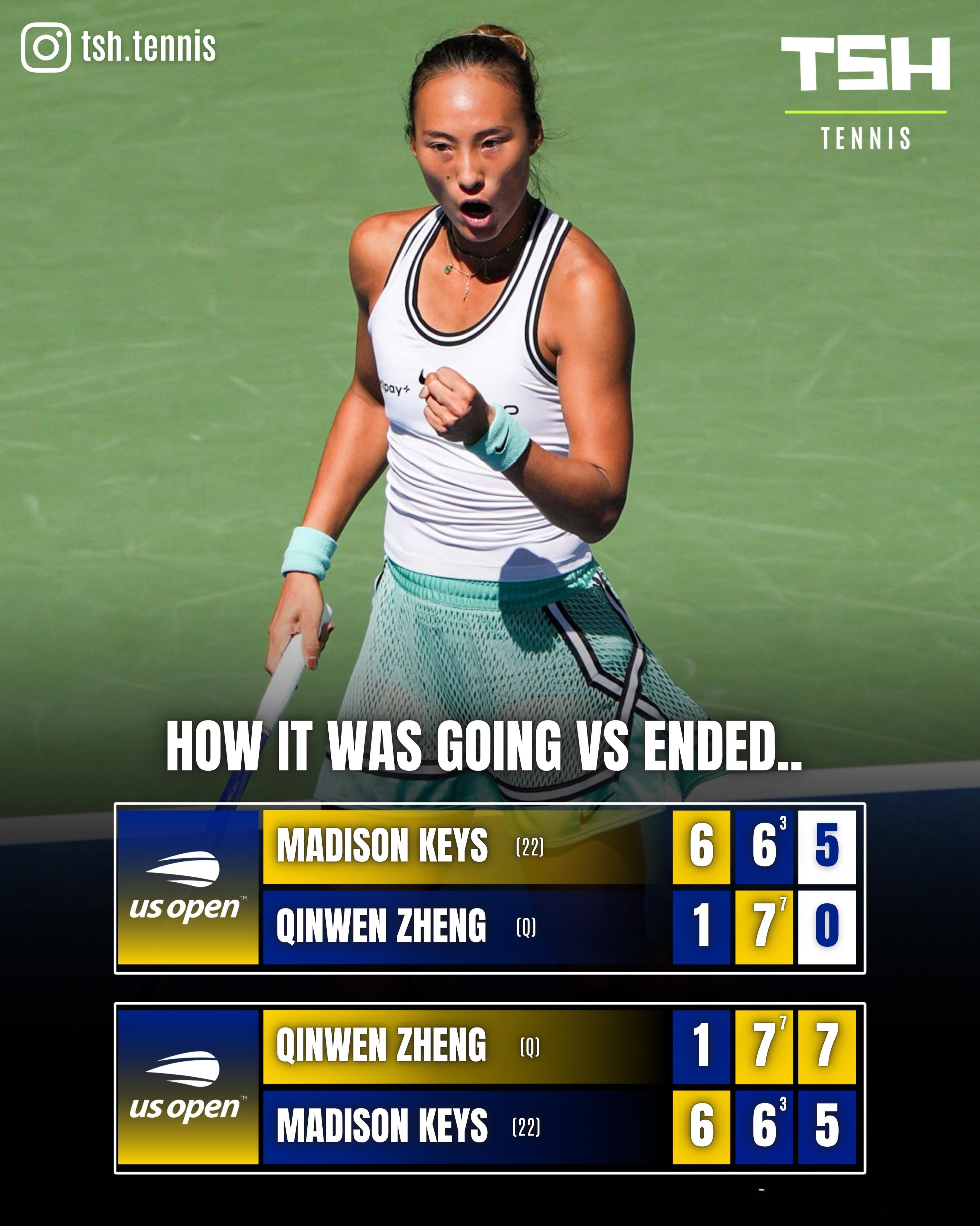 外媒评本届美网十二场逆转郑钦文🇨🇳占两场tsh.tennis：“美网赛事已