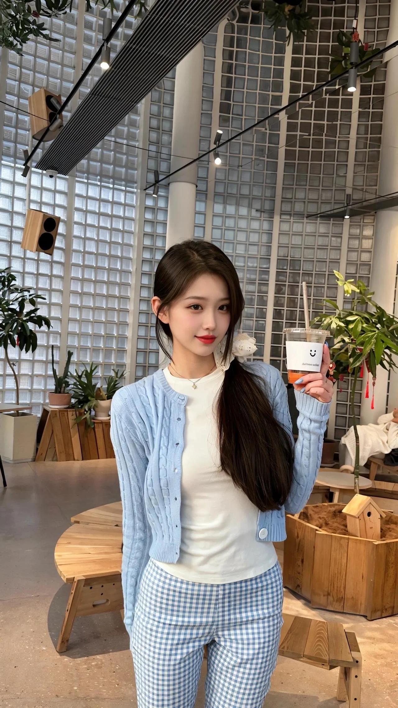 海边咖啡馆的甜美时光，享受阳光和奶茶的美好。