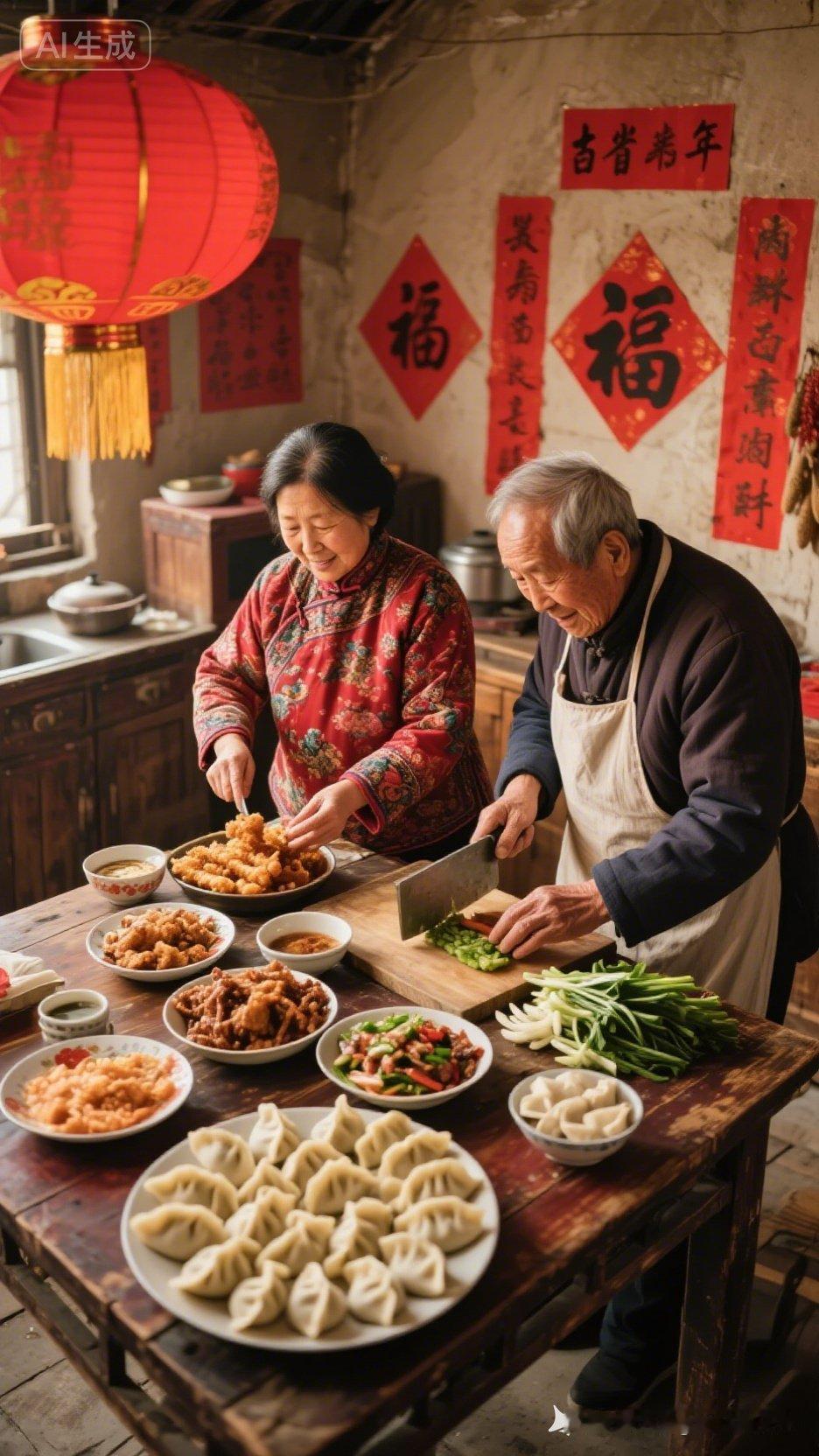 温馨厨房里，老两口一起包饺子，幸福满满！🥟👵👨