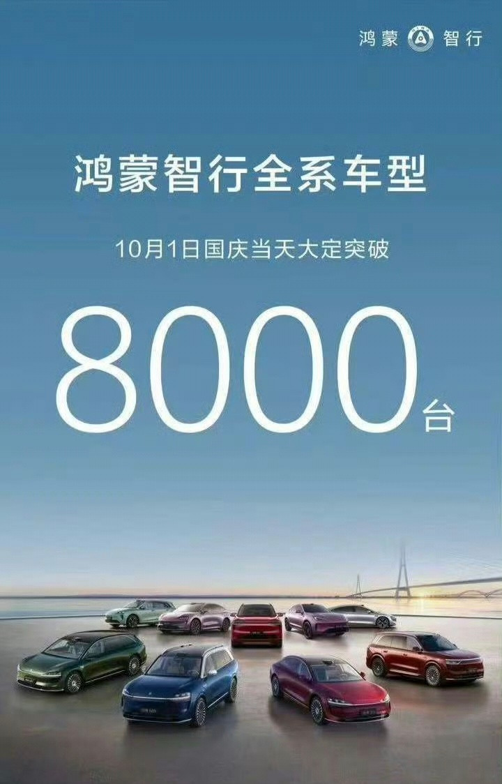国庆前两天鸿蒙智行大定量数据都不错，估计八天下来能远超去年，看着好几家销量下降了