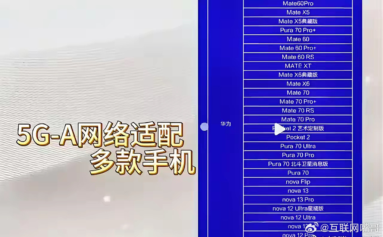 5G-A技术对于华为而言，早在Mate60系列立项之初就明确可支持的，只是碍于当