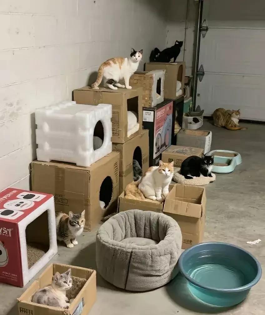 昨晚去投喂小区的流浪猫，十几只流浪猫原本都是在绿化带里栖息的，平常只要看到我去立