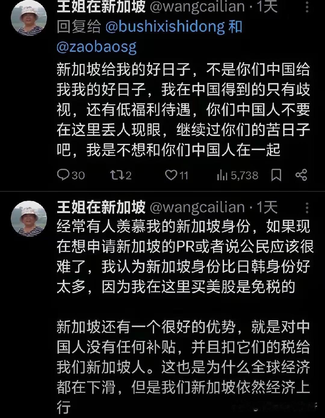 新加坡王姐：新加坡给我的好日子，不是你们中国给我我的好日子，我在中国得到的只有