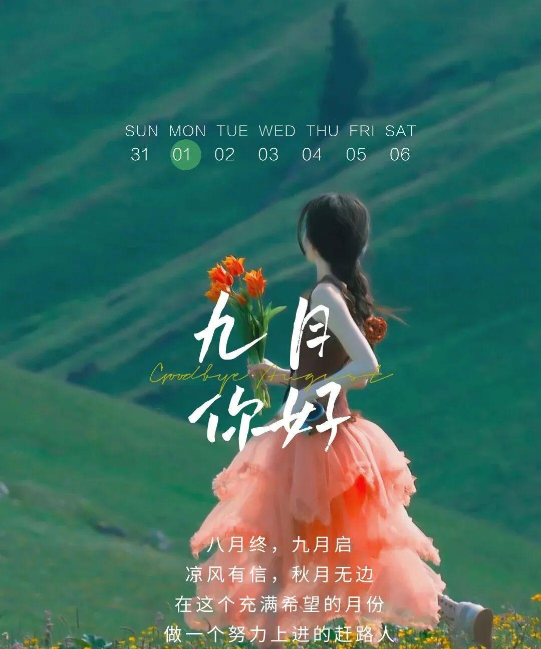 《临江仙·九月寄情》八月悄然辞旧岁，清空过往如尘。金风送爽唤新辰。雁归秋意