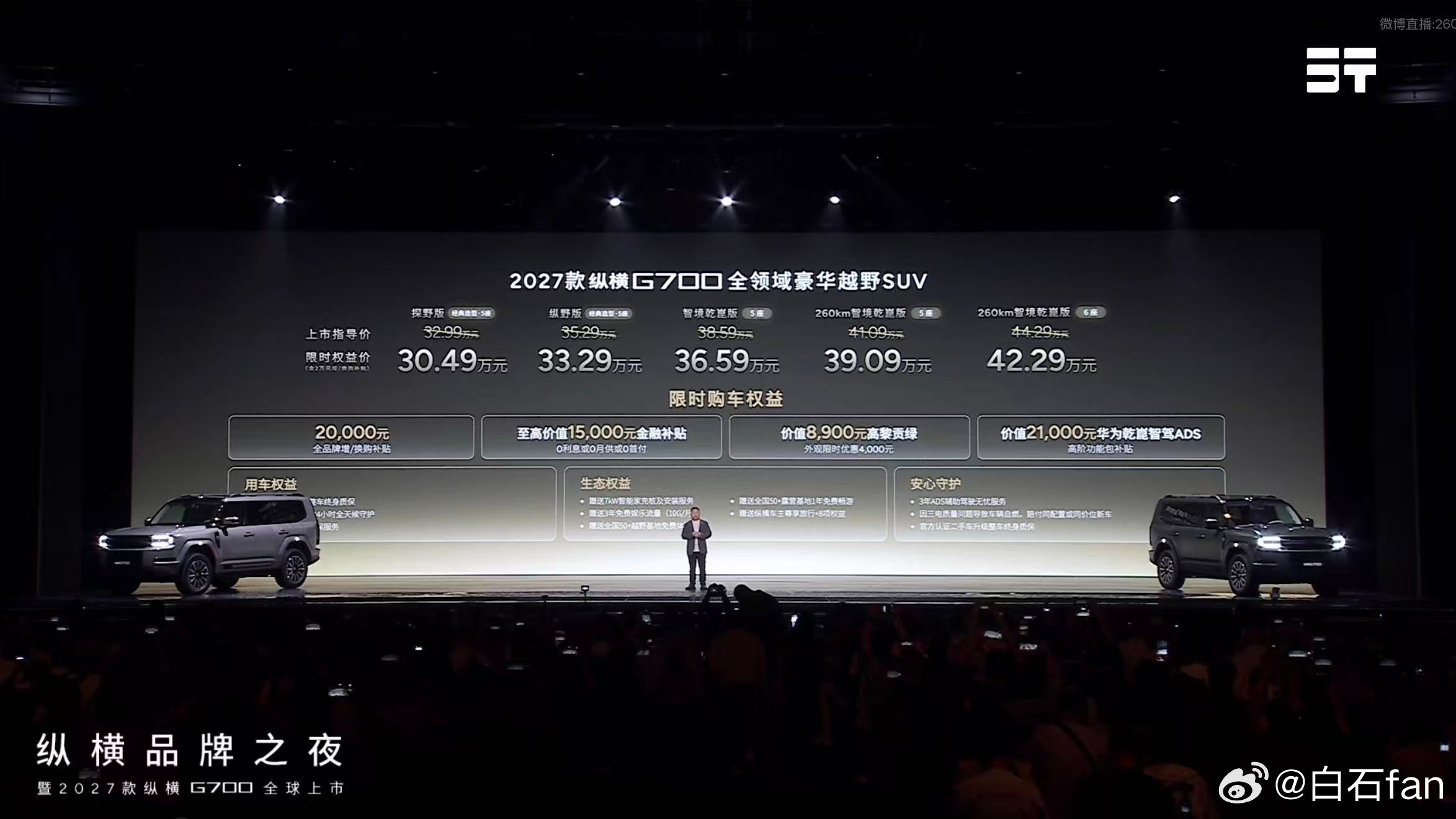 2027款纵横G700价格来了30.49万起，主打豪华智能的越野SUV最贵的版本