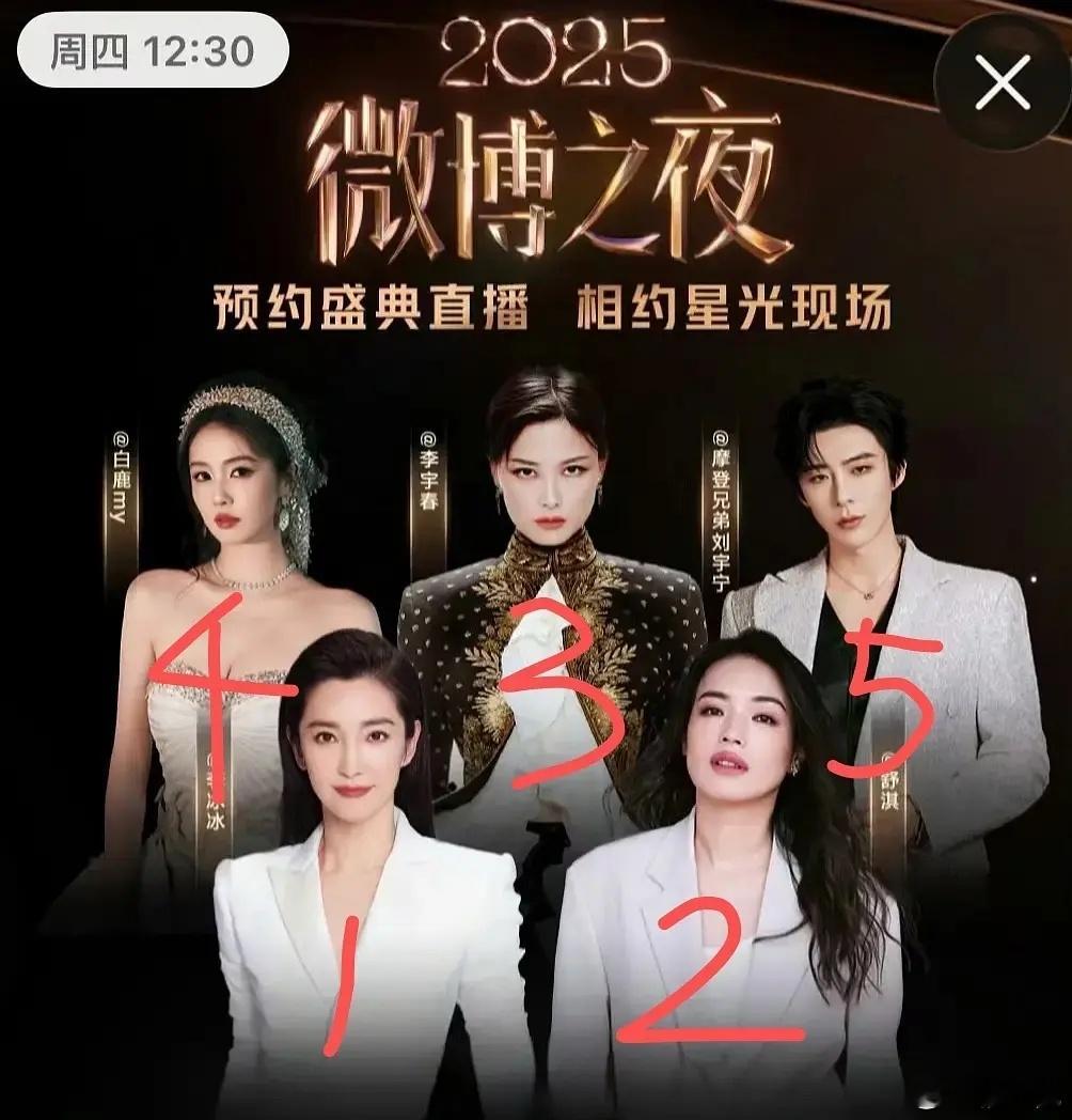 微博之夜开屏，哪种番位顺序是正确的？