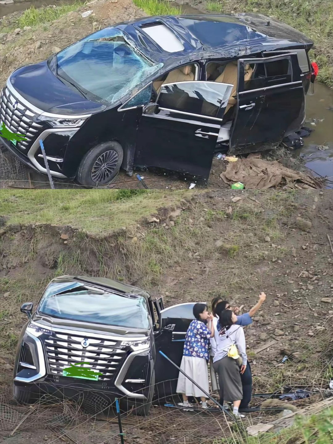 论安全比亚迪绝对是业内顶尖，腾势D9这次事故直接一战封神。整车从路面滚落到深坑，