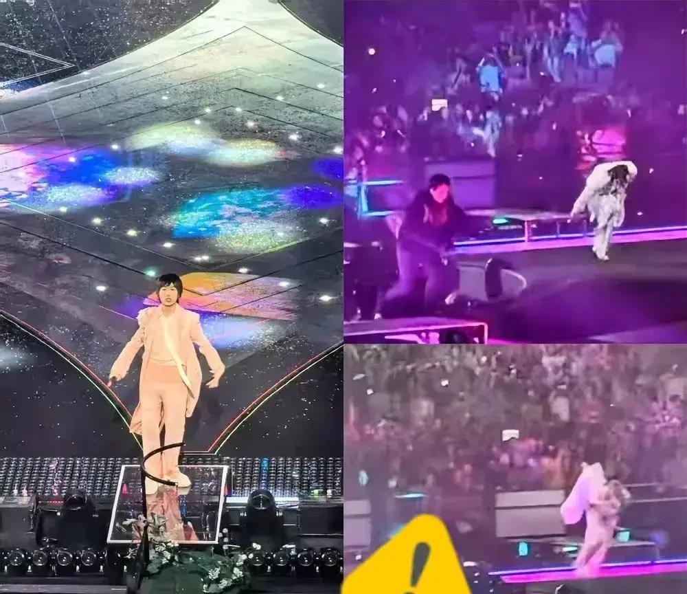 昨晚上海拼盘演唱会，阿信唱到副歌突然一脚踩空，整个人摔在台阶上，观众席爆出惊呼。