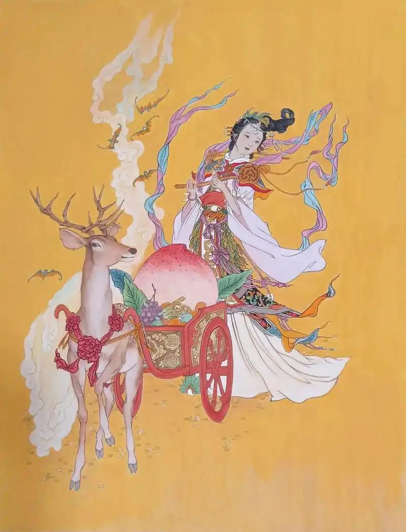 南北朝时，有个衣衫褴褛的婆婆求人给口饭吃，麻姑将手中的桃子给了对方。结果，她父亲