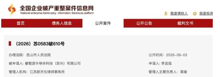 苏州半导体设备企业宣告破产，给所有散户敲醒警钟！苏州睿智源半导体正式进入破产