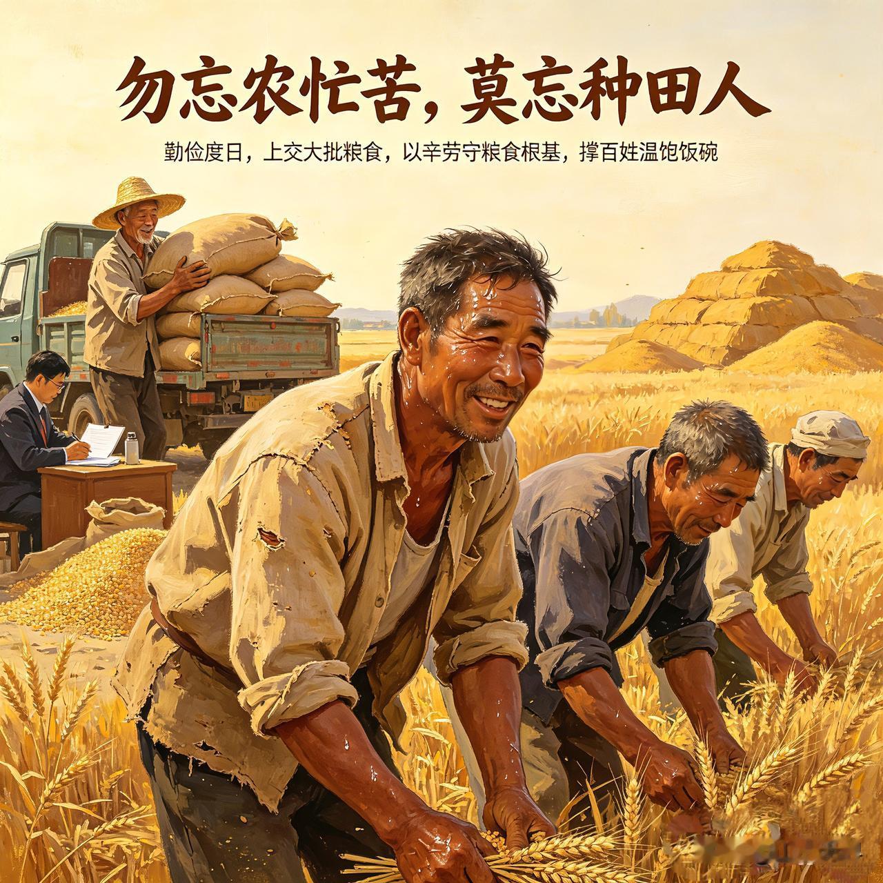 勿忘农忙苦，莫忘种田人如今三餐不愁、衣食安稳，可我始终忘不了早年农忙时节农