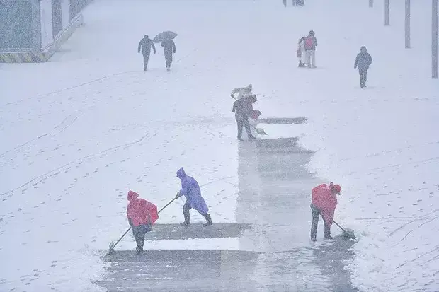 山东多地暴雪: 用下暴雨的水量来下雪 积雪最深达13厘米