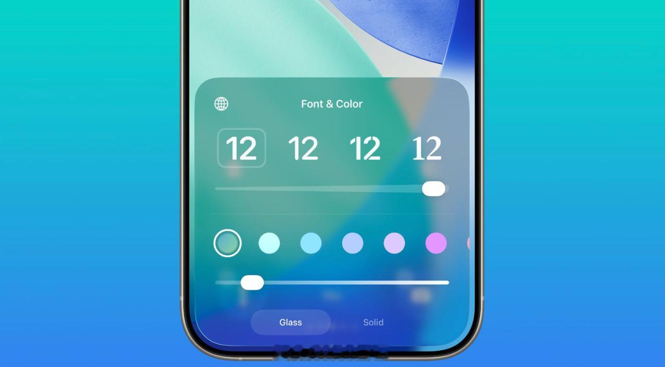 iOS26.2Beta版新增液态玻璃滑块功能，可以自定义时钟外观，滑一下能