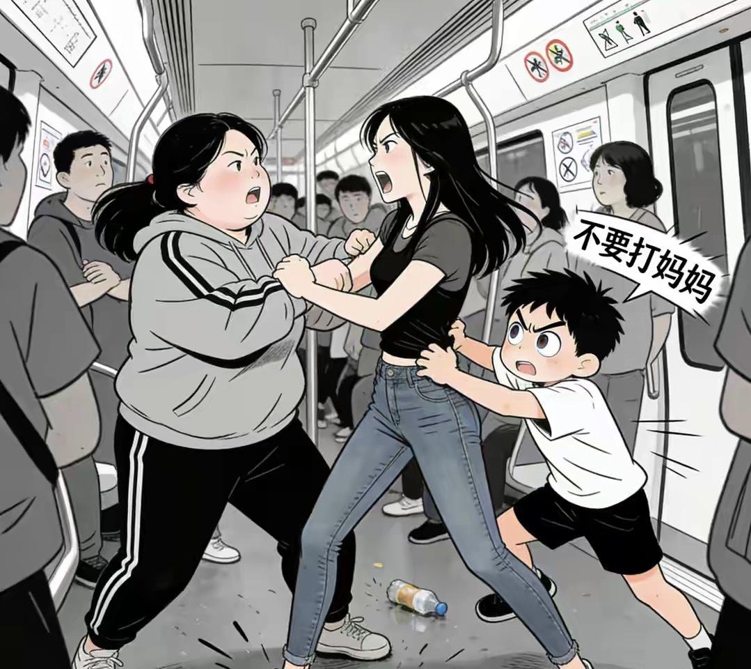 地铁俩女的吵到动手，4岁娃扑上去护妈！在这个快节奏的城市生活中，地铁成了我们