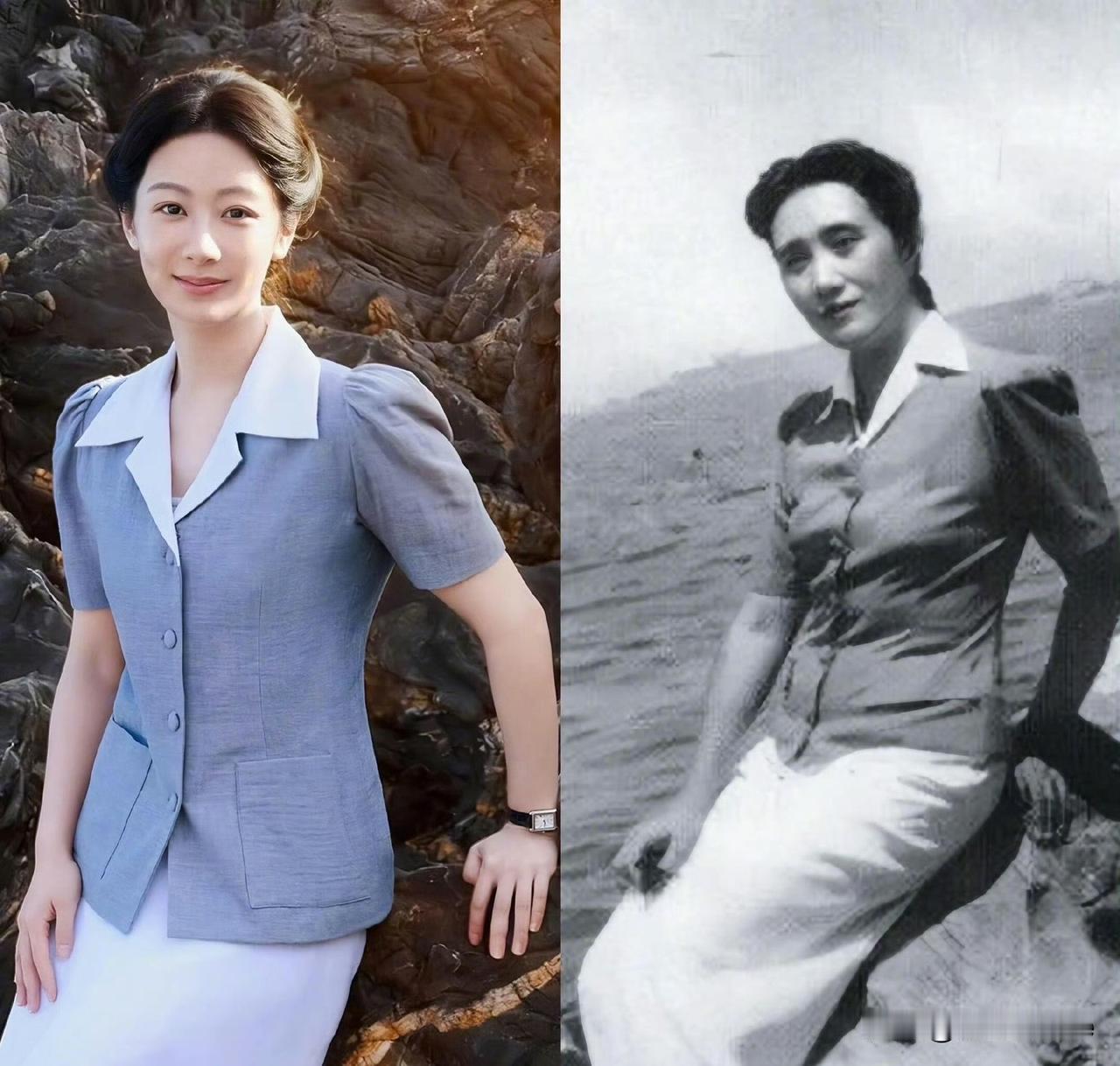 2月18日，杨紫《玉兰花开君再来》最新剧照，盘发杨紫简直跟短发杨妈一模一样！感