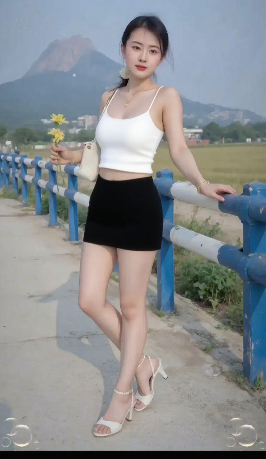 美女好身材好气质紧身牛仔裤