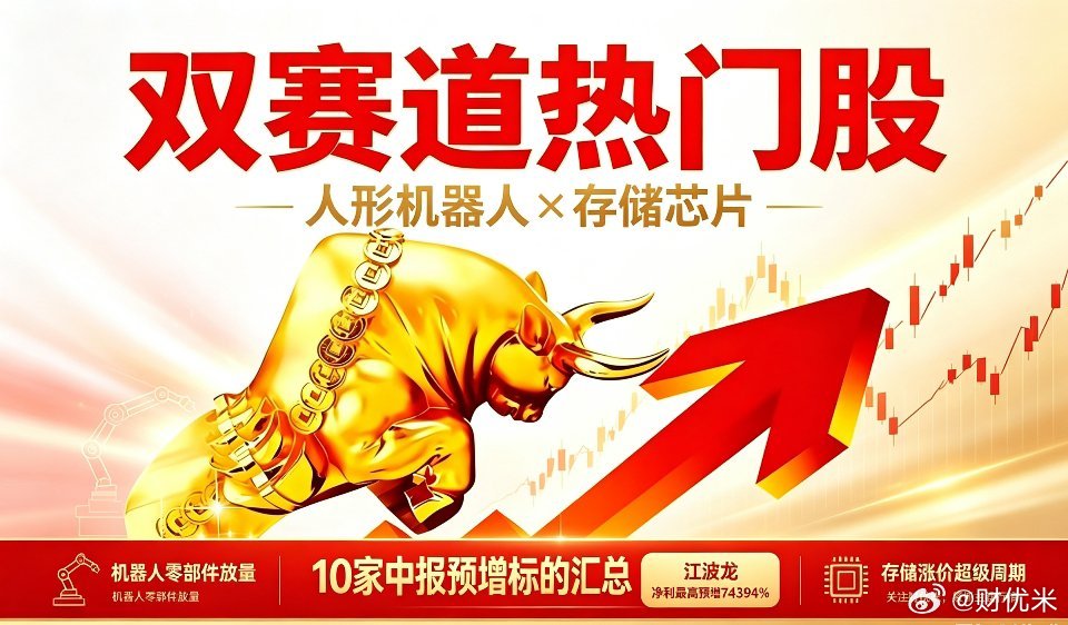 板块热门股｜人形机器人+存储芯片双高景气赛道，10家中报预增标的全梳理🔥两大行