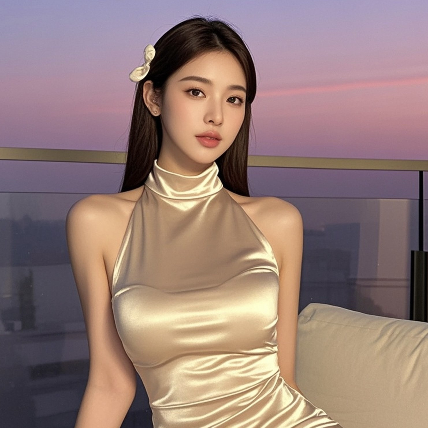 贴身绸缎裹住曼妙身姿这样的曲线你打几分