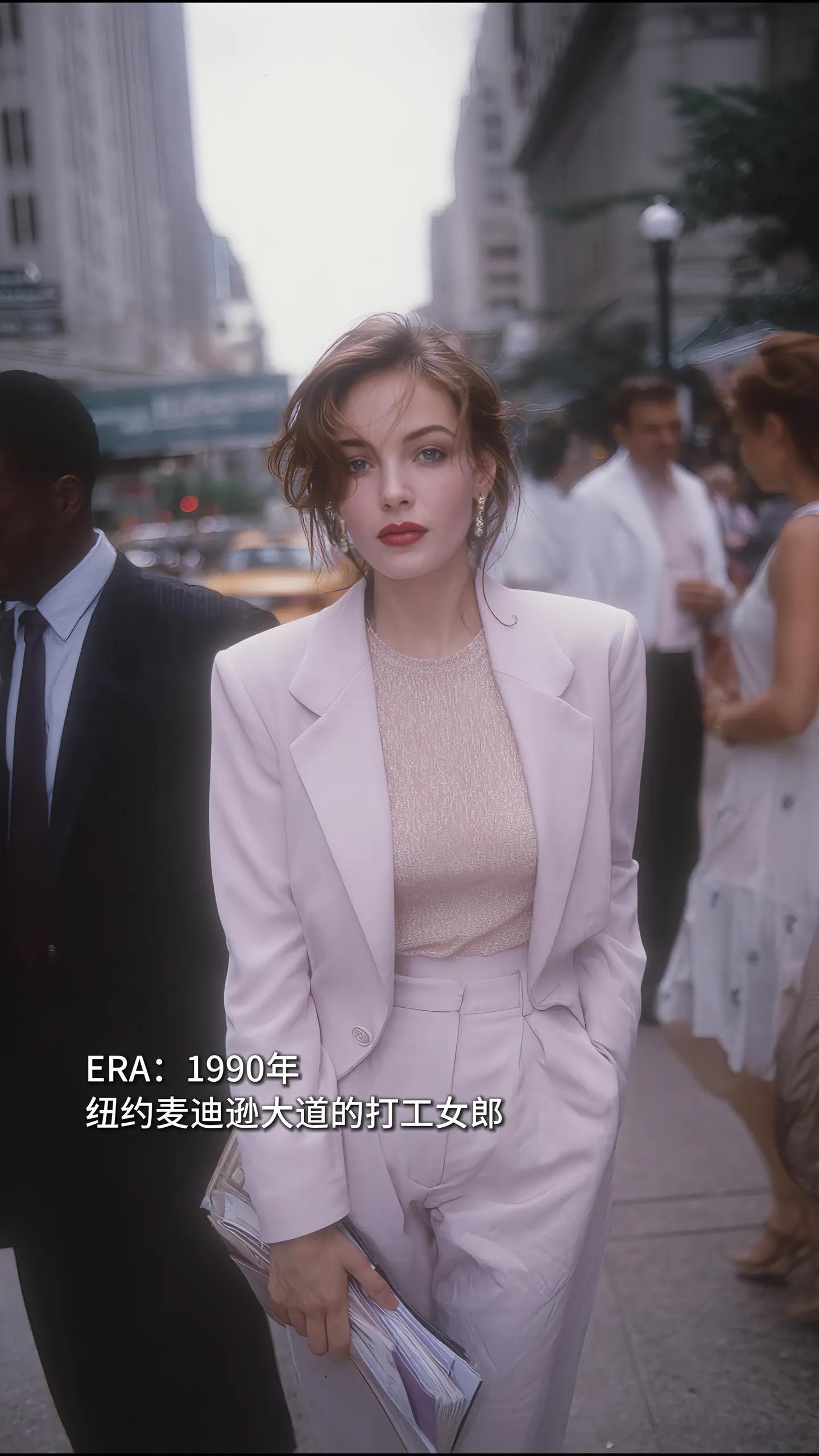 1990年，纽约麦迪逊大道的打工女郎。​​​
