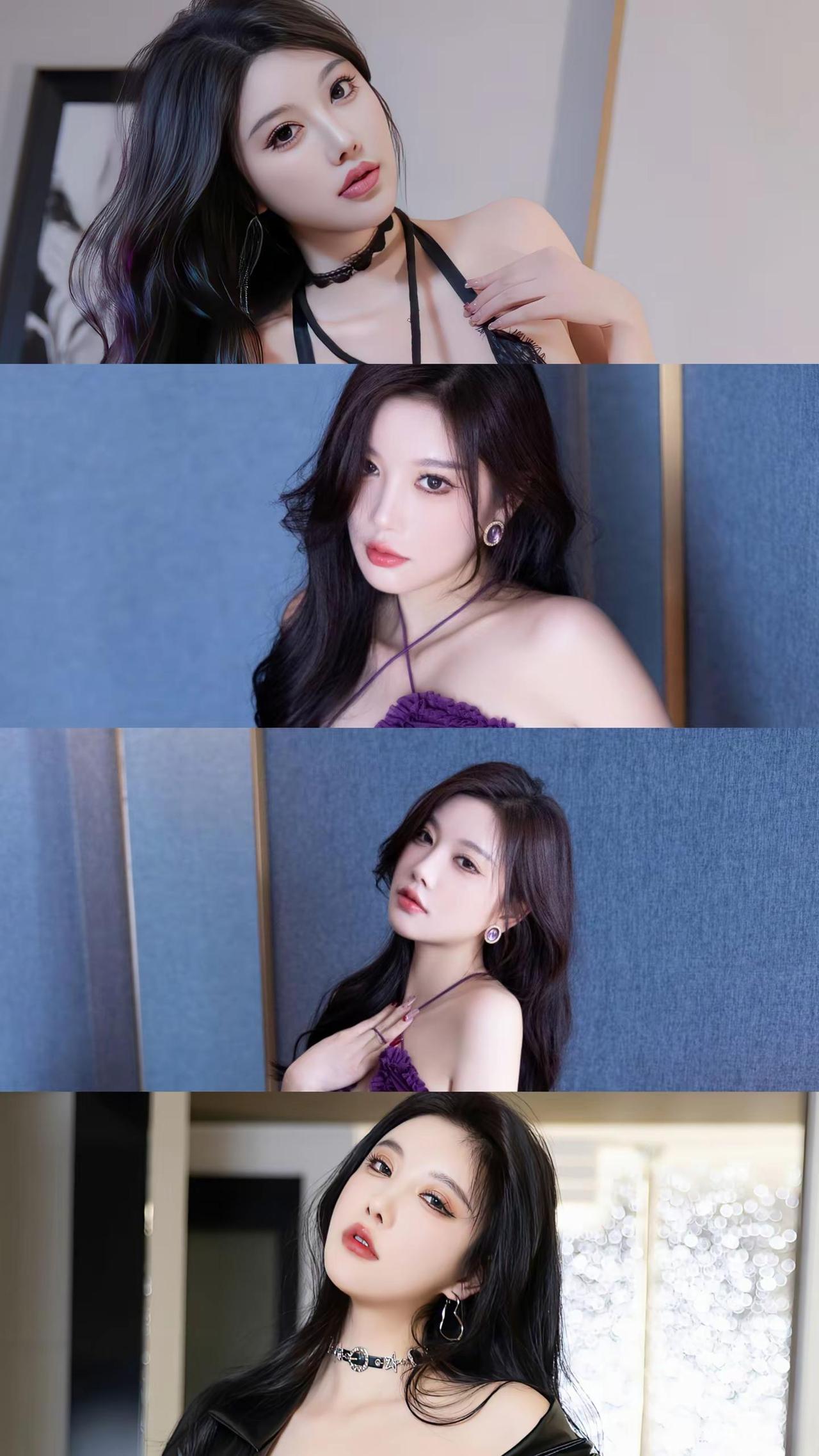 黑色皮裙造型高级感人像氛围感美女御姐模特黑调御姐写真