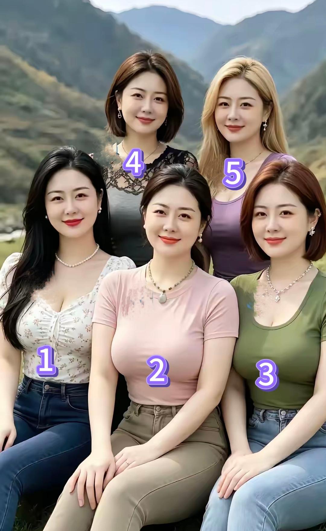 考眼缘！下面五位美女，如果要你来选一位做老婆，你会选几号？这五位美女，要长