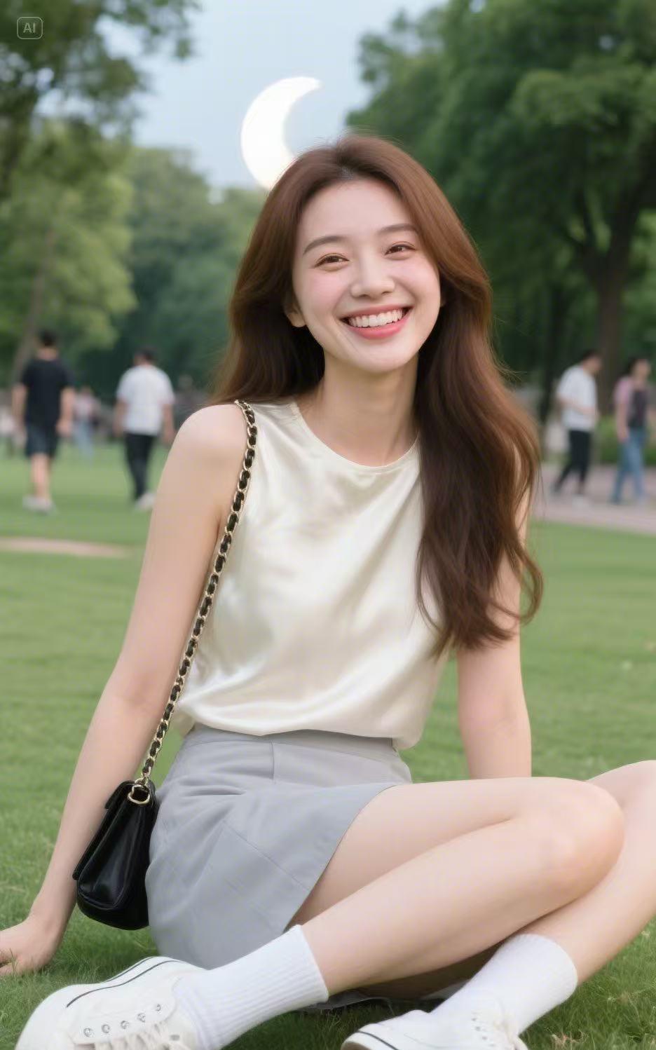 阳光明媚的午后，公园里的甜美笑容